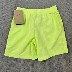 Nike Boys Youth Bright Neon Yellow Dri-Fit Athletic Shorts 7